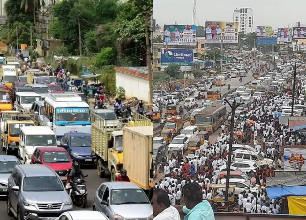 Heavy traffic jam in Madurai