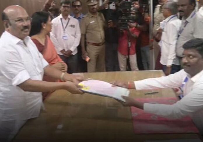 Jayakumar files nomination for 8th time in Royapuram