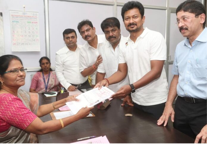 Udhayanidhi files nomination from Chepauk
